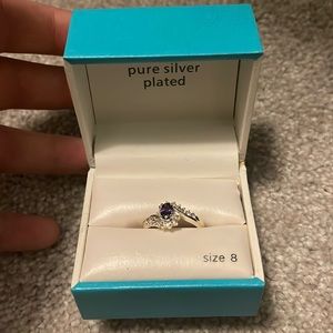 Purse silver plated purple ring